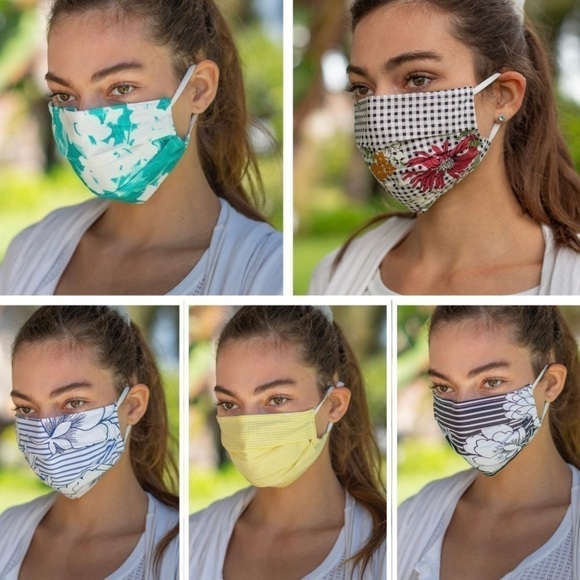 Anthropologie Amadi Multicolor Mixed Print Cotton Ear Loop Face Mask Bundle - Picture 1 of 13